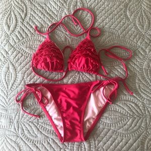 O’Neill Pink Ruffle Triangle Bikini Set